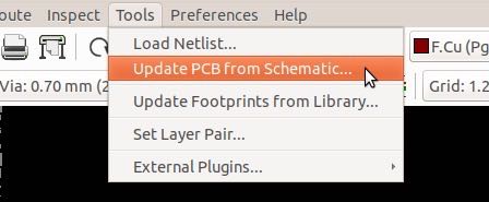 Quick import of the netlist into Pcbnew is now possible.