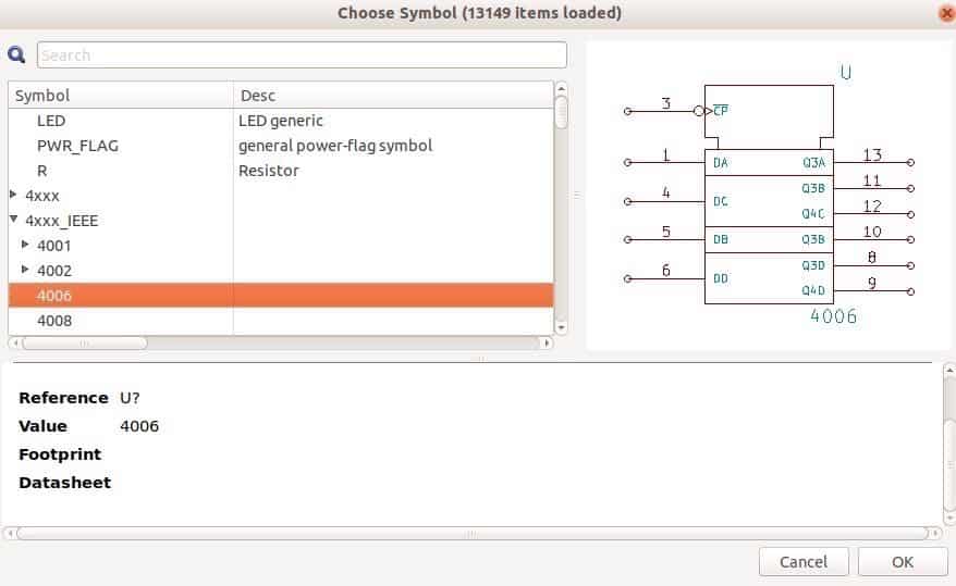 Use the symbol chooser to find symbols.