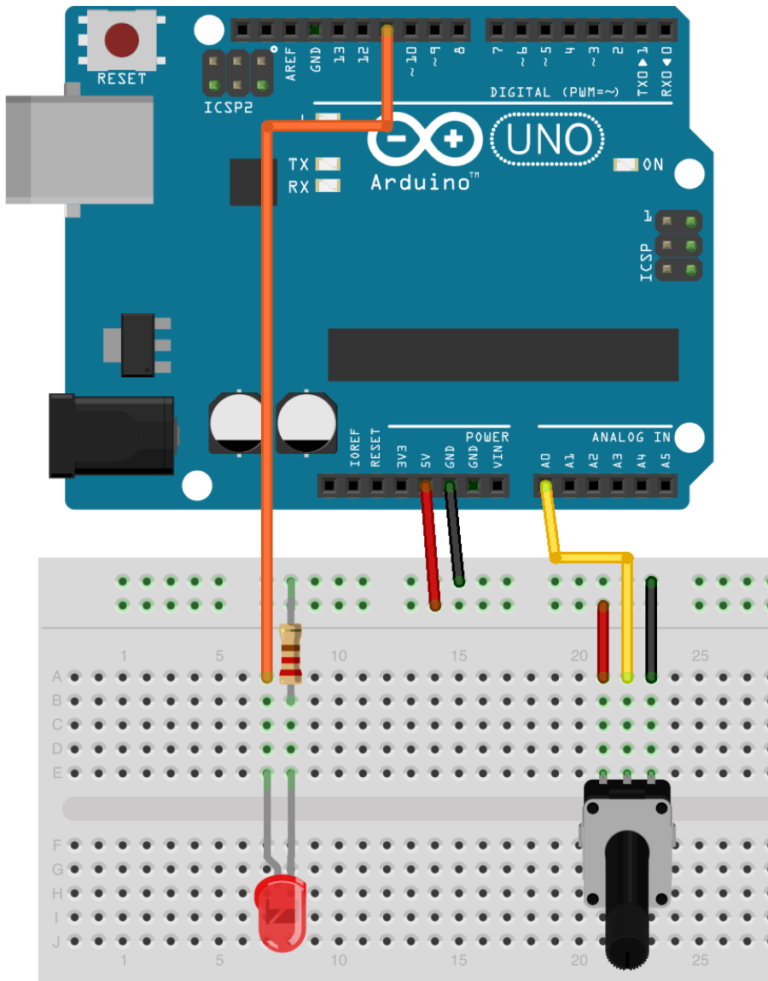 Arduino, getting started tutorials: how to use a potentiometer