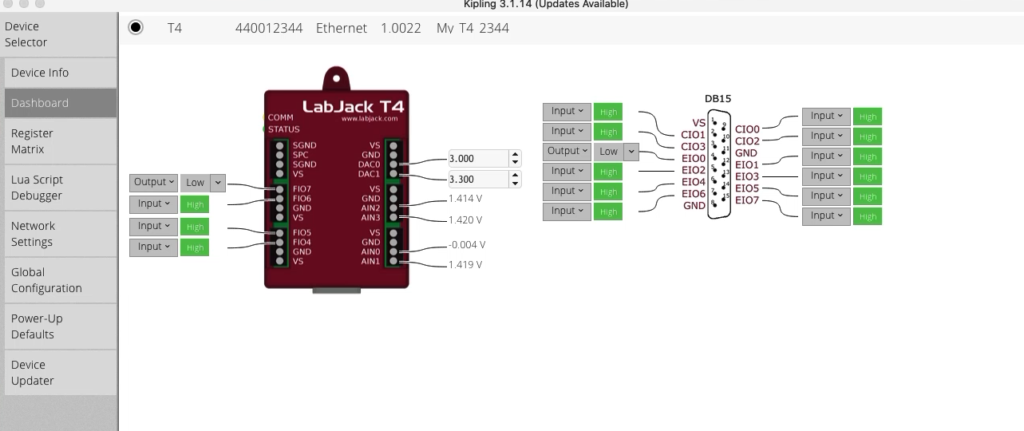 Kipling offers an intuitive UI so you can enjoy your LabJack effortlessly