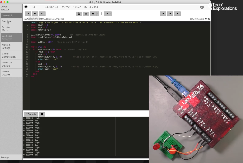 LabJack contains a Lua interpreter so that you can program it with any kind of data-acquisition scenario you can imagine