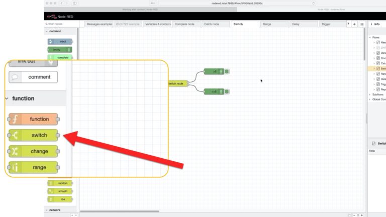 Node-RED, the "switch" nodes - Tech Explorations