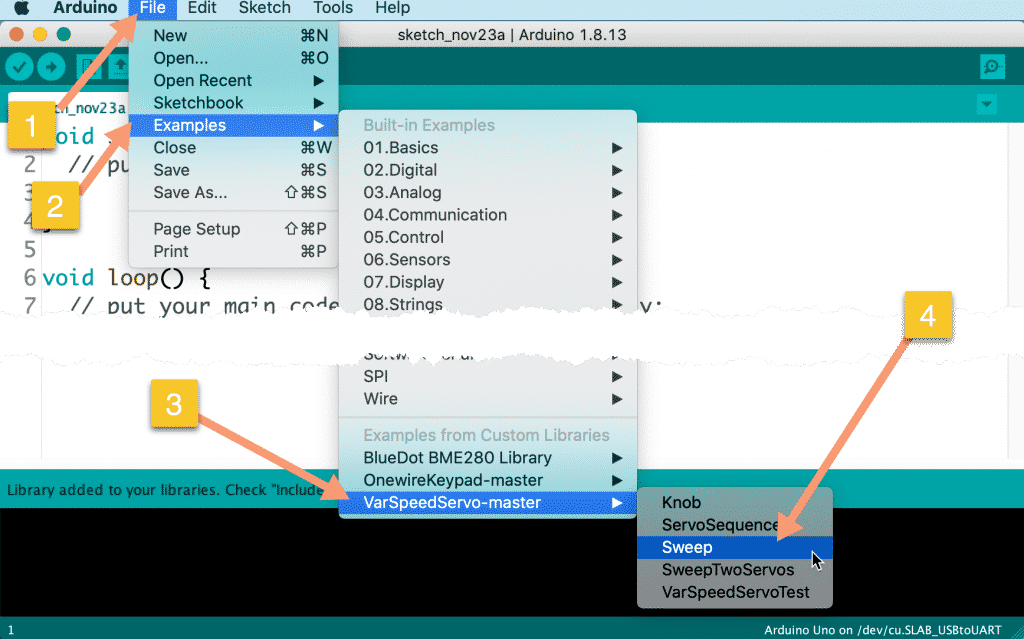 9. Project 2: Setup and play with VarSpeedServo - Tech Explorations