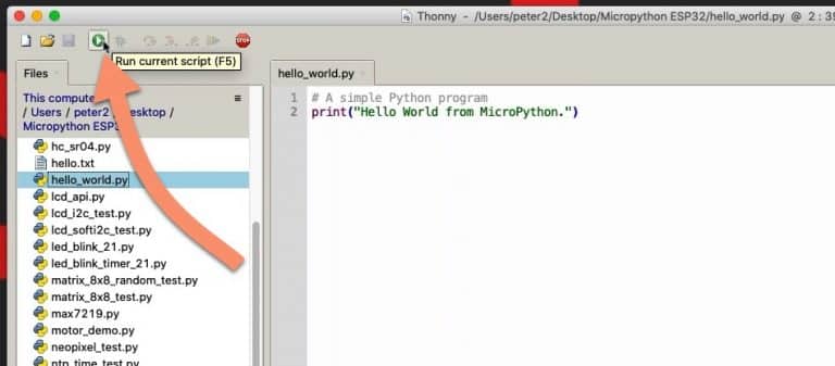 8. How to write and execute a MicroPython program - Tech Explorations