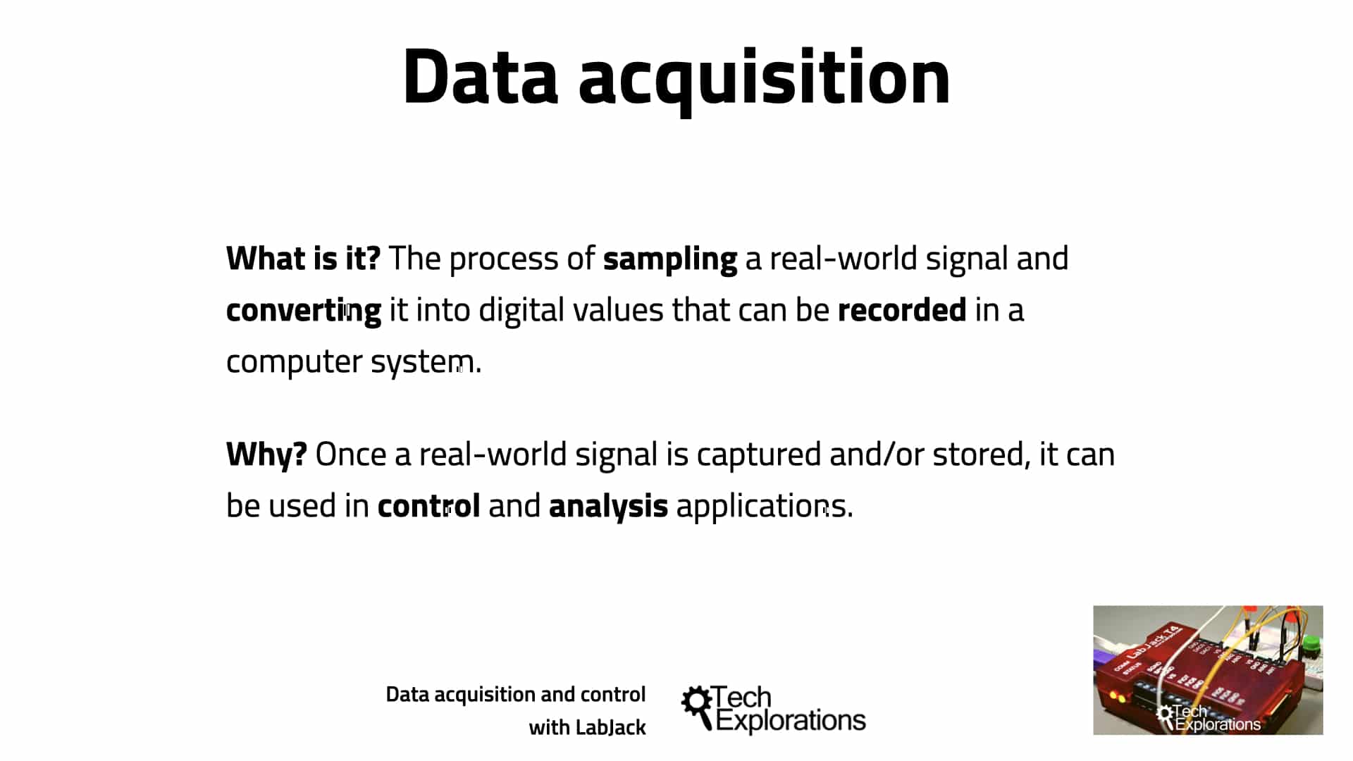 1. What is data acquisition and control? Tech Explorations