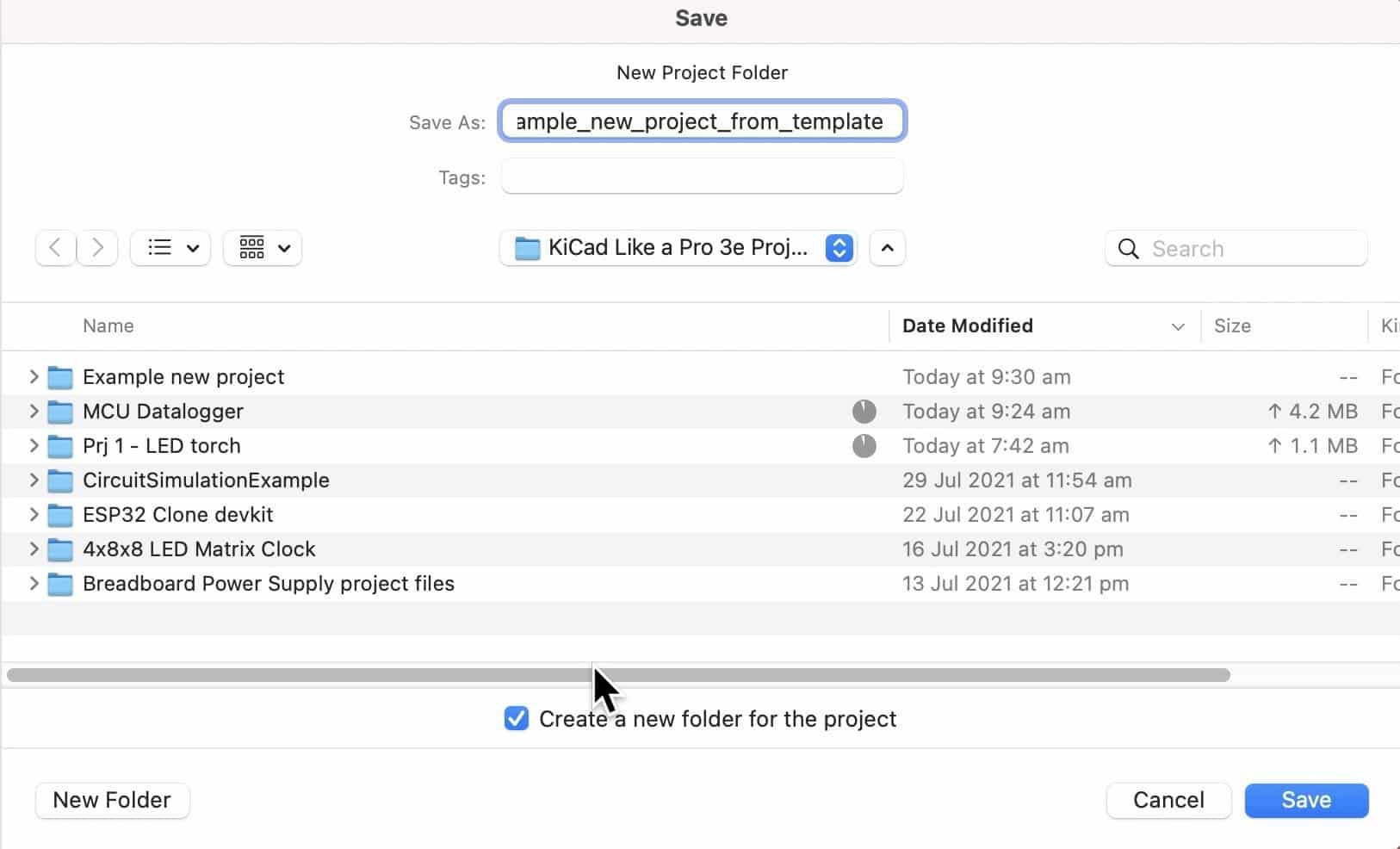 Figure 2.6.2: The name and location of the new project.