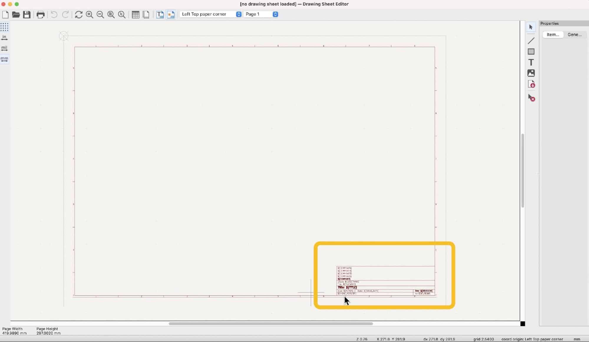 Figure 2.3.9: The Drawing Sheet editor.