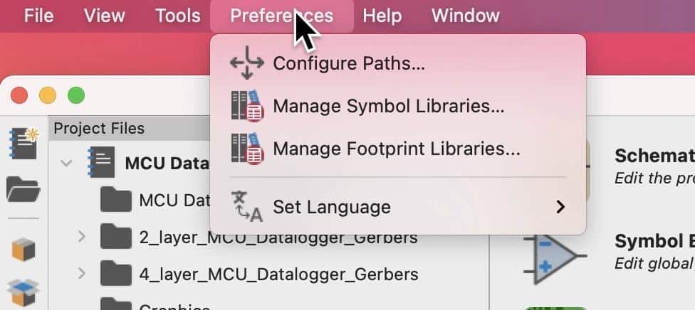 Figure 2.4.1: The Preferences menu.