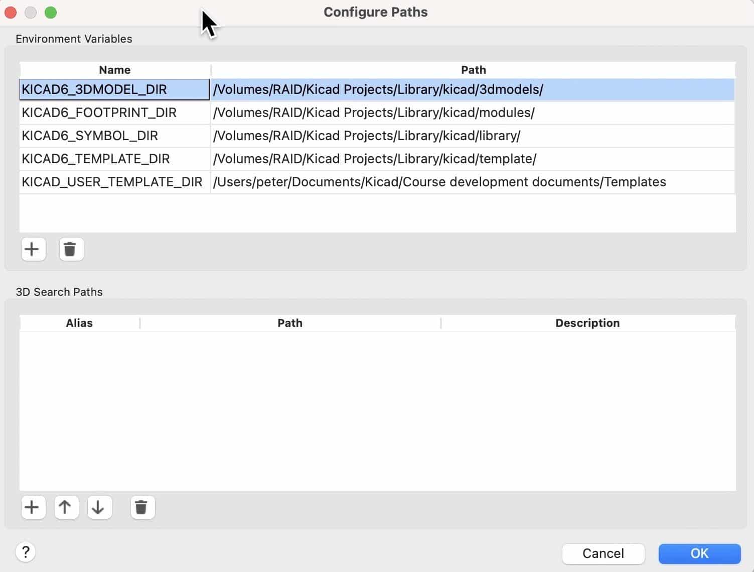 Figure 2.4.2: The “Configure Paths” window.