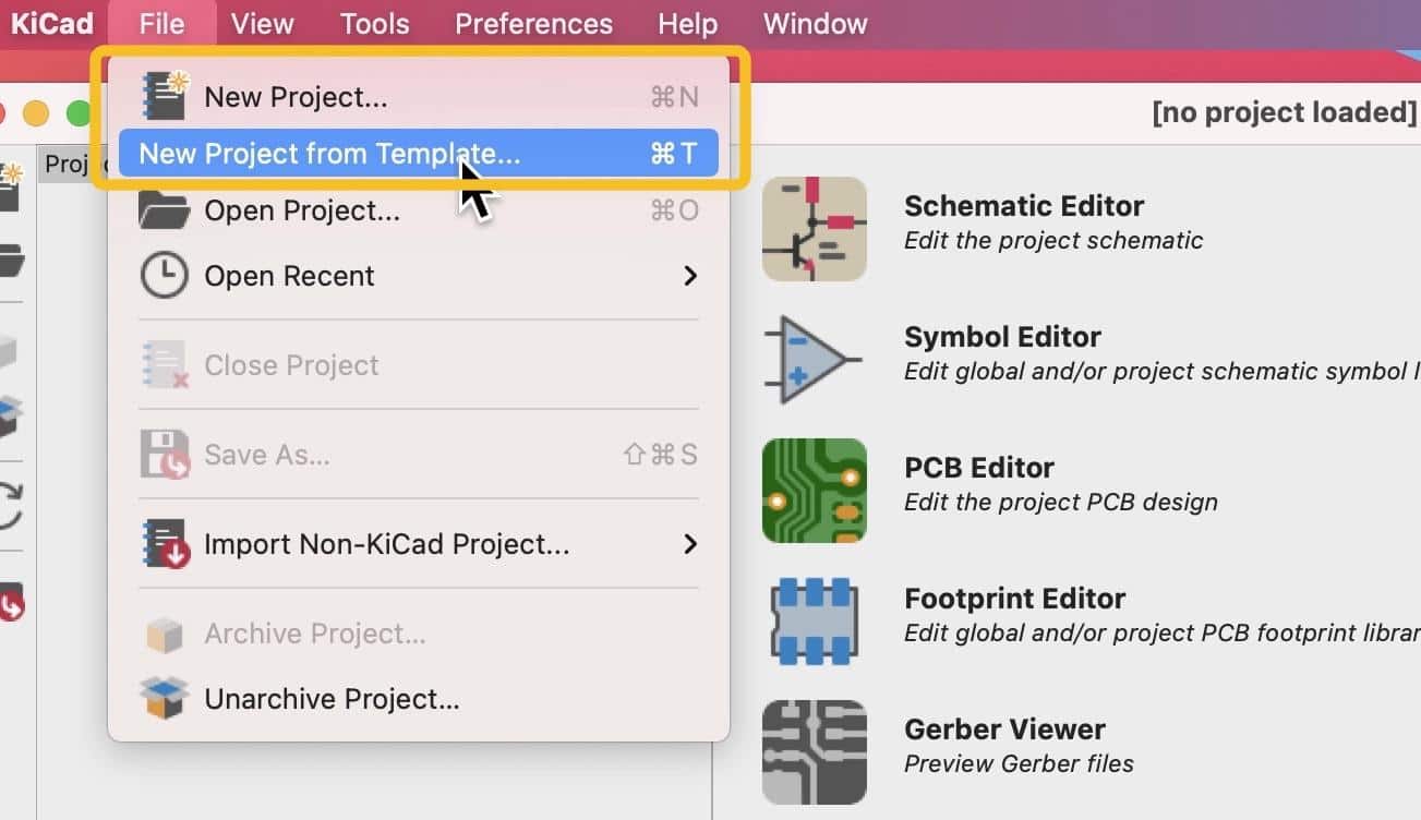 Figure 2.5.1: KiCad offers two ways to start a new project.