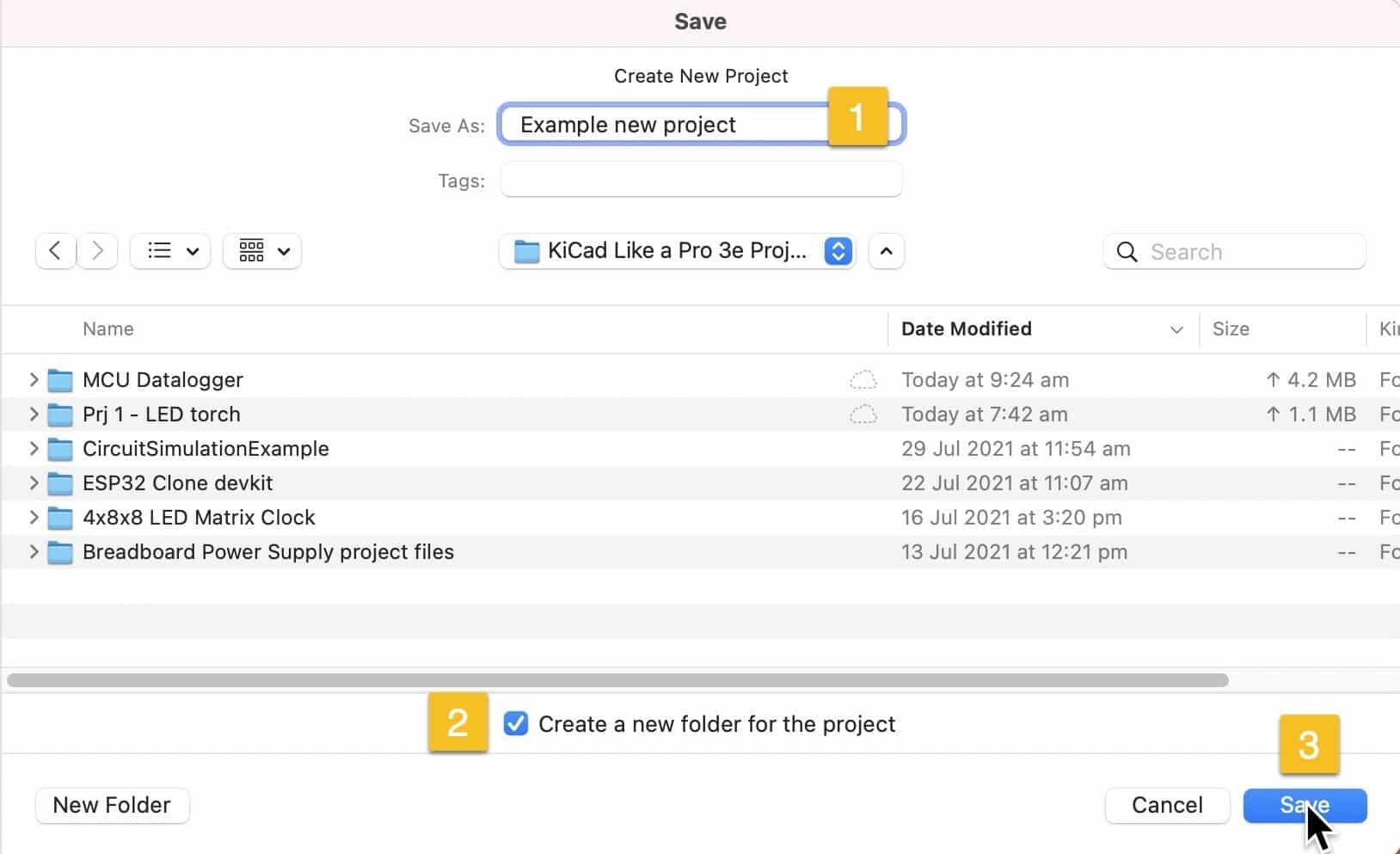 Figure 2.5.2: Set a name and directory for the new project.