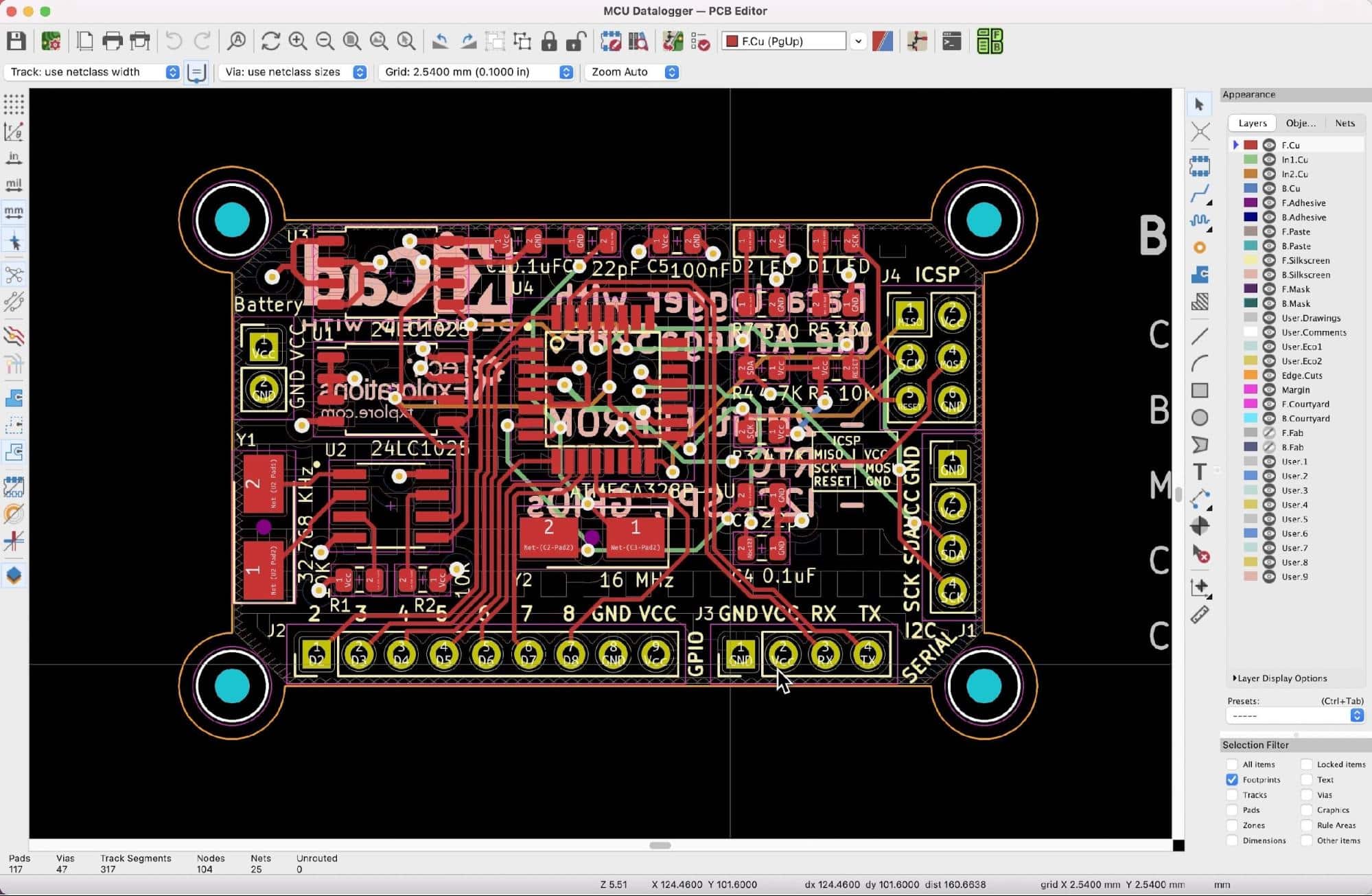 Figure 2.3.2: Pcbnew, or the Layout Editor.