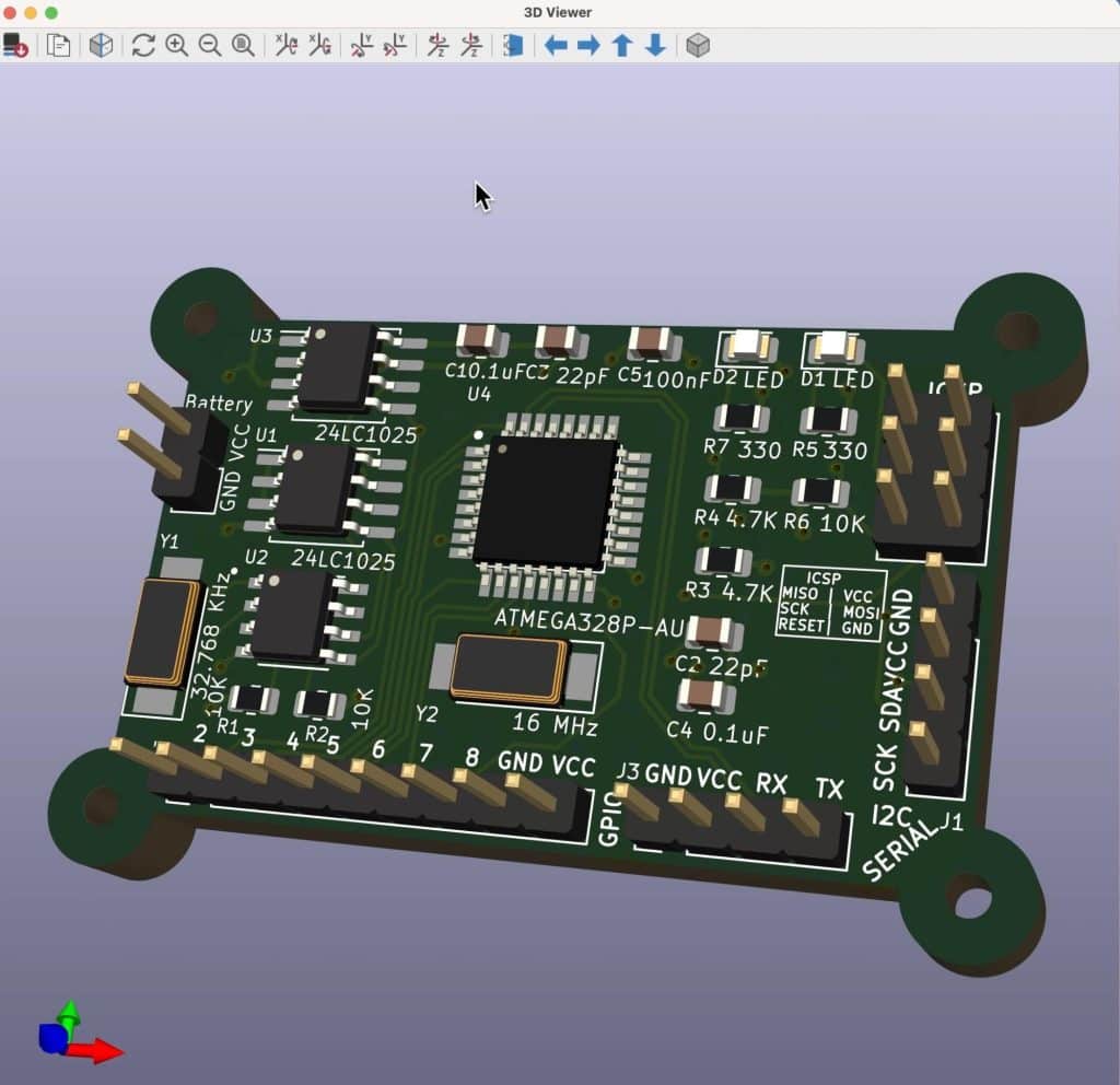Figure 2.3.3: The 3D viewer in Pcbnew.