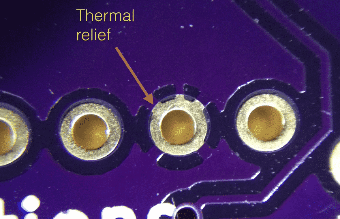 Figure 1.1.9: Thermal relief connects a pad to a copper region.