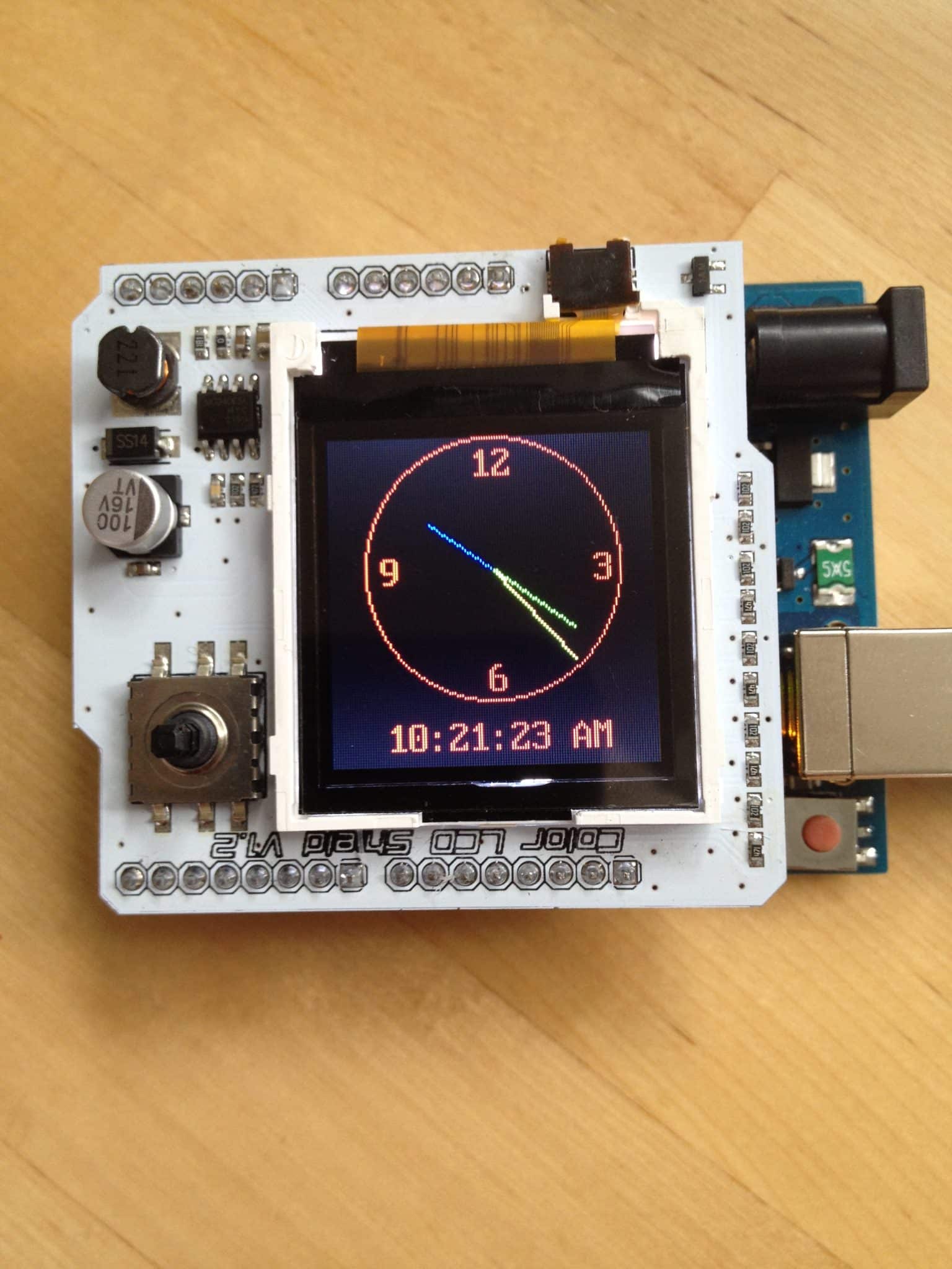 A clock image on a TFT display